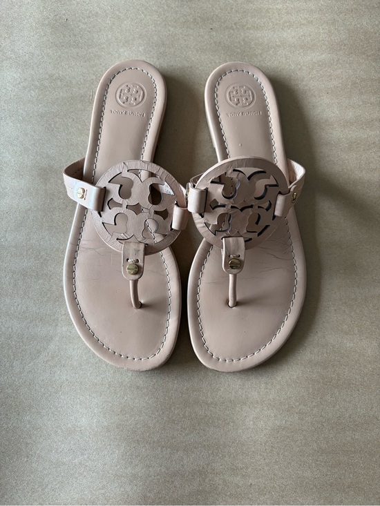 Tory Burch Shoes - Tory Burch Blush Pink Logo Cutout Thong Sandals